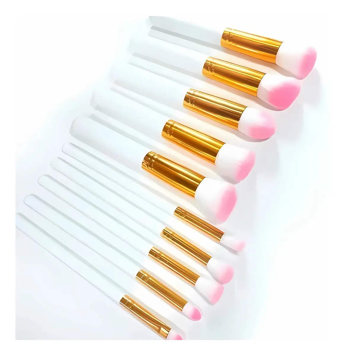Kit 10 Pinceis Para Maquiagem  - 10 Peças Profissional Branco - 1