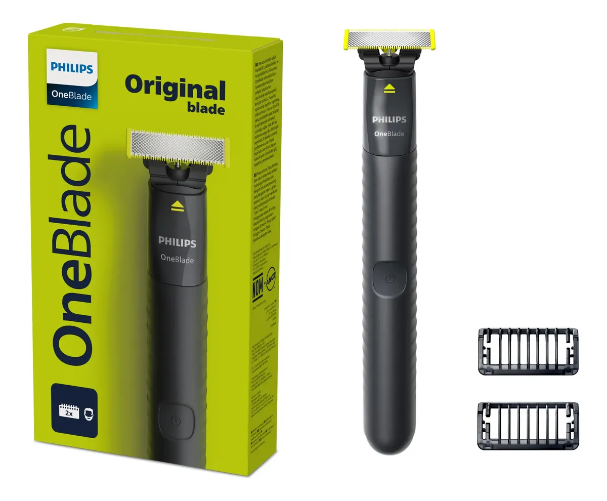 Barbeador e Aparador Elétrico Philips OneBlade 2 Pentes, Sem Fio e À Prova D'Água - QP1424/10 - 1