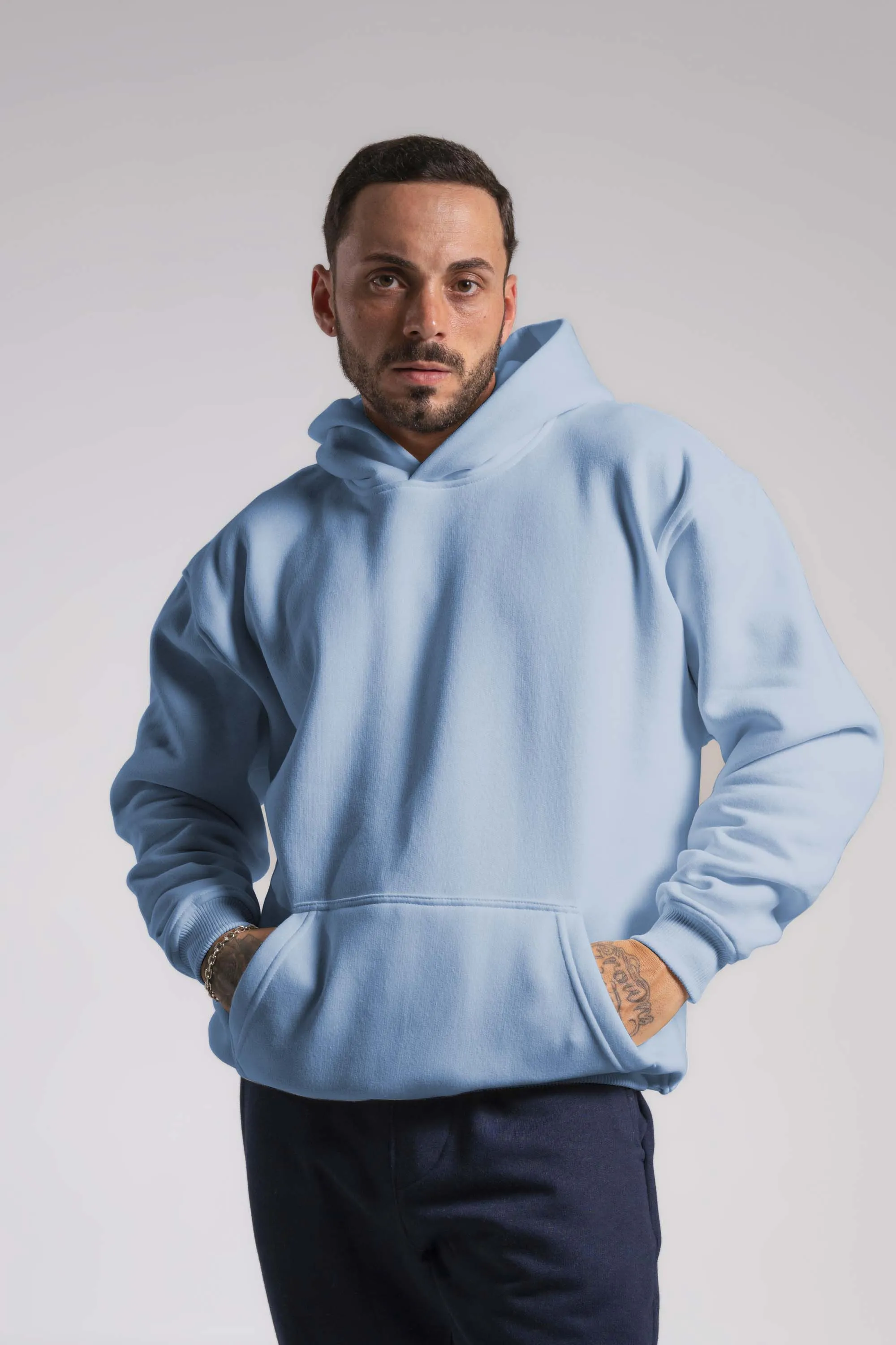 Moletom Canguru Premium 3 Cabos Com Capuz Brunx Ind - Azul Ártico Tam M - 1