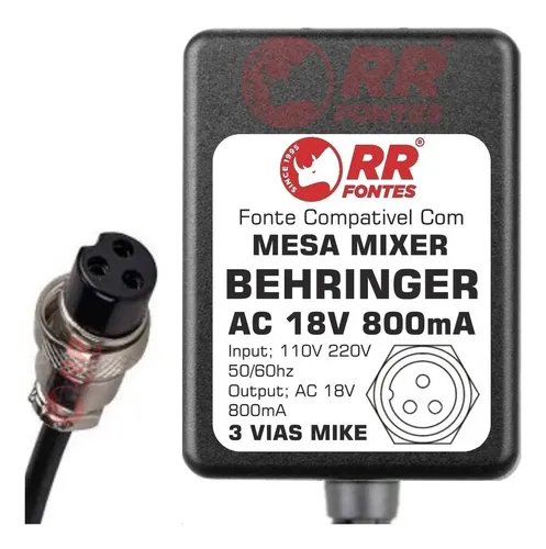 Fonte Carregador 18vac Para Behringer Eurorack Mixer Mx-2004 18vac - 1
