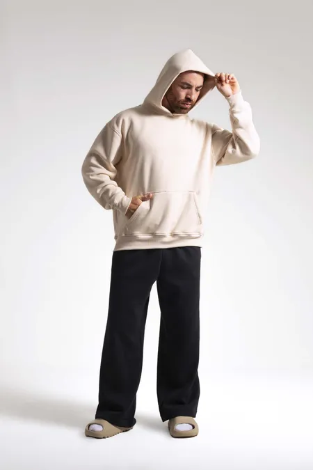 Moletom Canguru Premium 3 Cabos Com Capuz Brunx Ind - Creme Tam M - 1