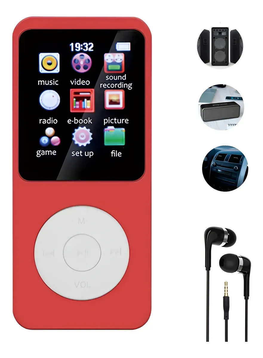 Leitor De Mp3 E Mp4 Com Tela De 1,77'' Iigenai Type-c Cor Vermelho - 1