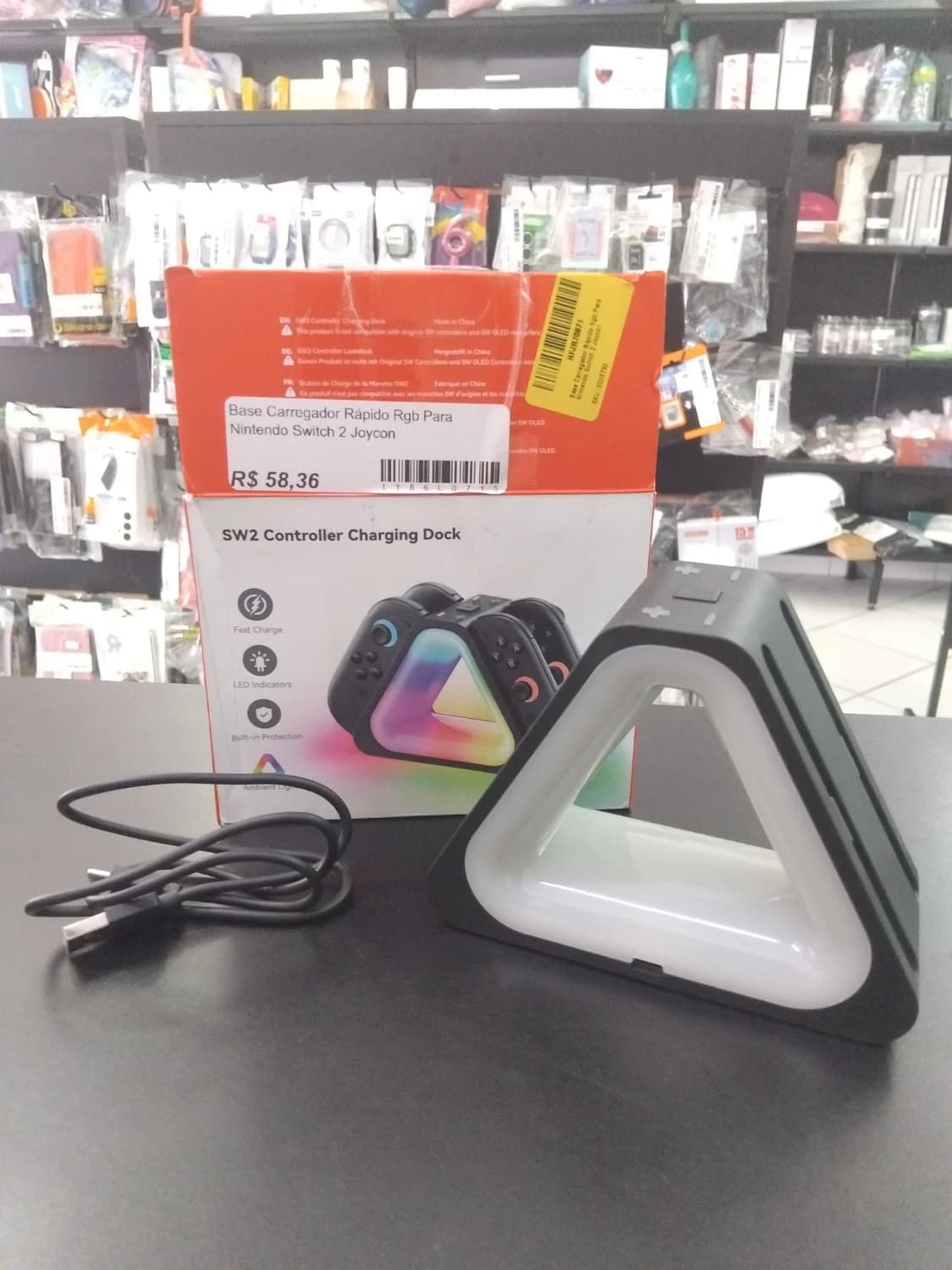Base Carregador Rápido Rgb Para Nintendo Switch 2 Joycon - 1
